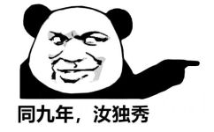 熊猫头指着对方说：同九年，汝独秀！(同是九年义务教育，唯独你最优秀！)熊猫头同九年汝独秀表情