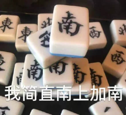 我简直难上加难，麻将几个南叠一起，南上加南（难上加难）表情图