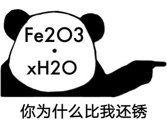 你为什比我还锈，脸上顶着化学式Fe2o3(锈)的熊猫头用手指着别人问为什么比我还锈表情