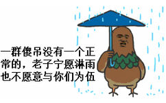 一群傻屌没一个正常的，老子宁愿淋雨也不原意与你们为伍