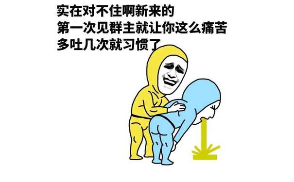 实在对不住啊，新来的第一次见群主，就让你这么痛苦，多吐几次就习惯了