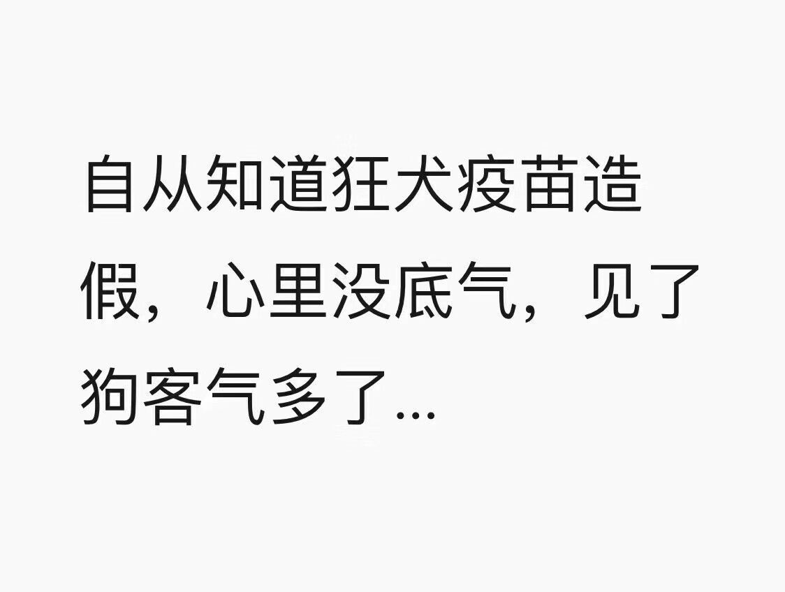 自从知道狂犬疫苗造假，心里没底气，见了狗客气多了