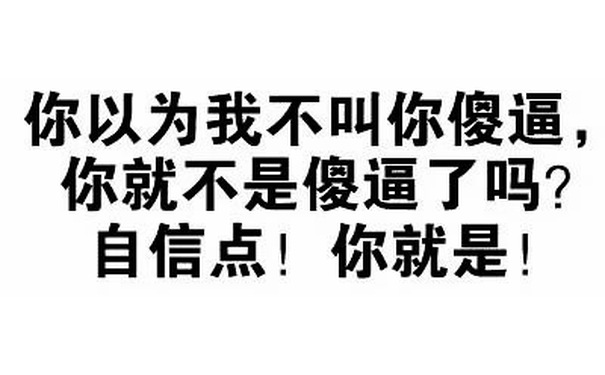 你以为我不叫你傻逼，你就不是傻逼了吗？自信点，你就是！ - 可以，这很套路！