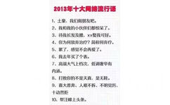 2013年十大网络流行语1、土豪,我们做朋友吧。2、我和我的小伙伴们都惊呆了。3、待我长发及腰,xx娶我可好。4、你为何放弃治疗?简称何弃疗。5、累了,感觉不会再爱了。6、我去年买了个表。7、高端大气上档次,低调奢华有内涵。8、打败你的不是天真,是无鞋。9,喜大普奔、人艰不拆、不明觉厉、十动然拒10、帮汪峰上头条。 - 2010—2018年历年的十大年度网络流行词总结