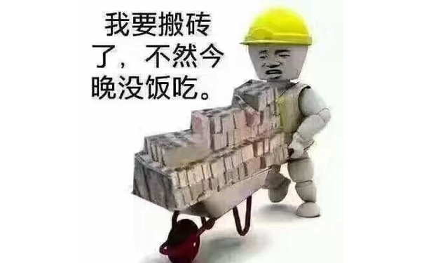 我要搬砖了,不然今晚没饭吃。