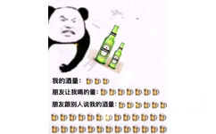 我的酒量:朋友让我喝的量:朋友跟别人说我的酒量:(熊猫头表情包)