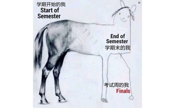 学期开始的我Start of Semester End of Semester 学期末的我考试周的我Finals