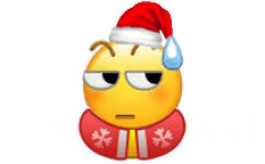 滴汗小黄脸圣诞衣圣诞帽表情包 - 小黄脸圣诞衣圣诞帽表情包