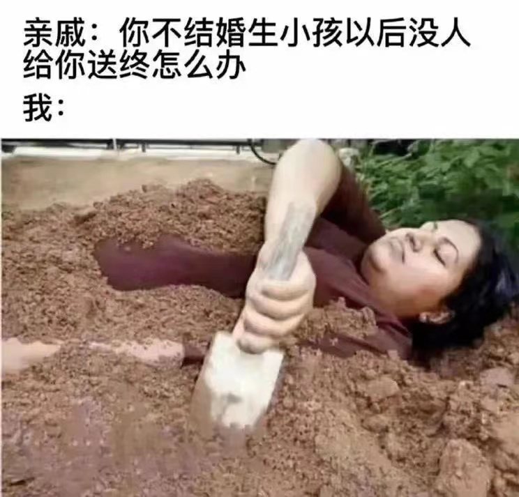 亲戚:你不结婚生小孩以后没人给你送终怎么办我: