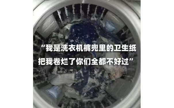 “我是洗衣机裤兜里的卫生纸把我卷烂了你们全都不好过”