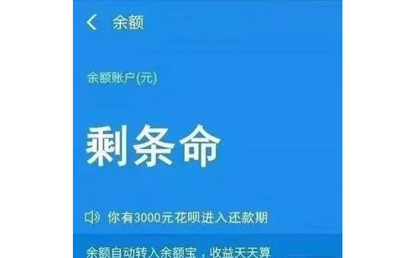 余额余额账户(元)剩条命你有3000元花呗进入还款期余额自动转入余额宝,收益天天算 - 贫穷专用表情包