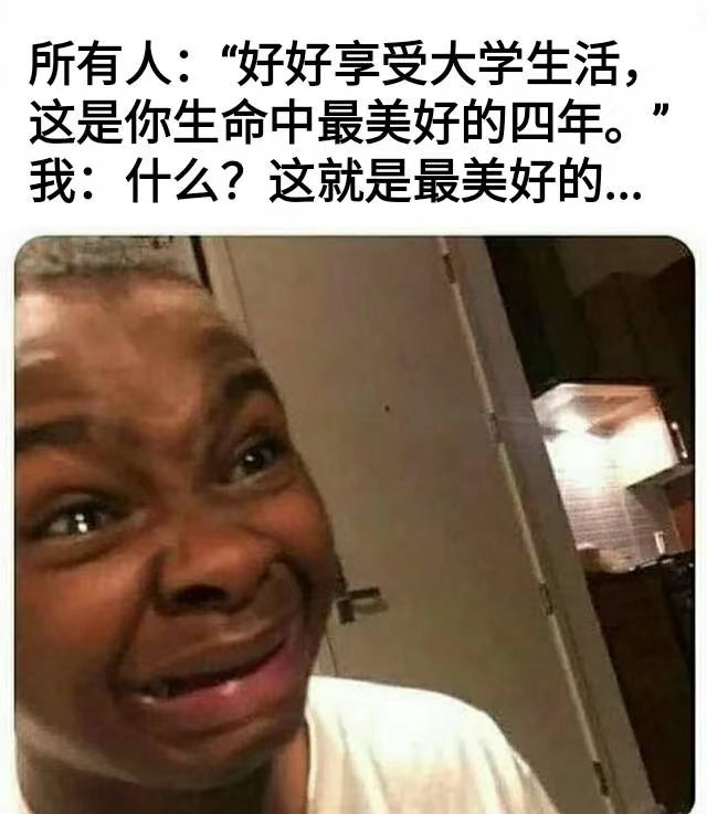 所有人:“好好享受大学生活,这是你生命中最美好的四年。我:什么?这就是最美好的