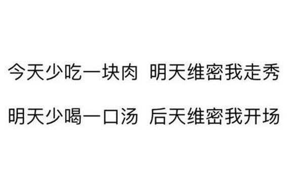 今天少吃一块肉，明天维密我走秀。明天少喝一口汤，后天维密我开场 - 【文字表情包】你不能和傻逼争论了，你是小仙女，不能泄露了仙气