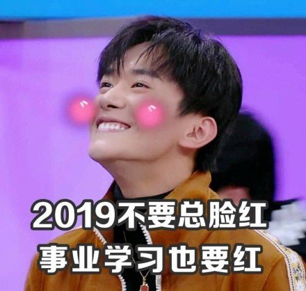 2019不要总脸红事业学习也要红 - 易烊千玺2019祝福表情包