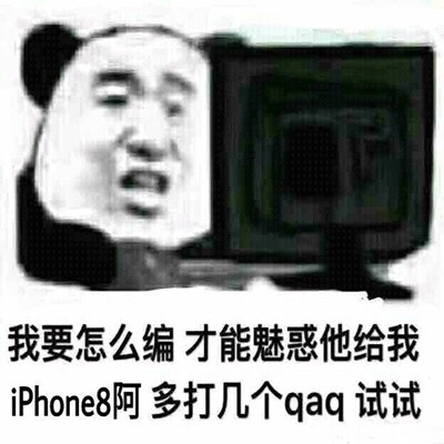 我要怎么编，才能魅惑他给我 iphone8啊 多打几个 qaq 试试 - 熊猫头斗图表情包精选