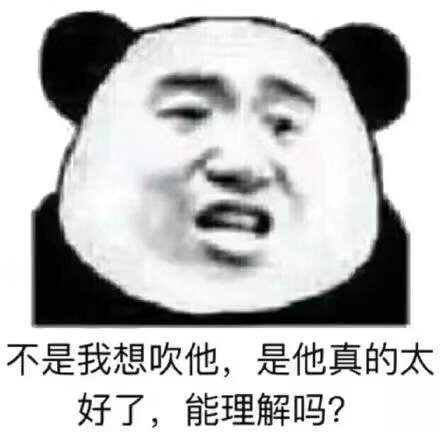 不是我想吹他，是他真的太好了，能理解吗？（熊猫头表情包）