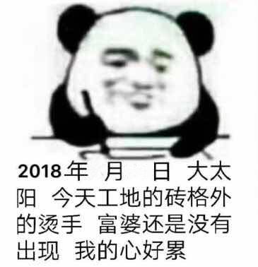 2018年月日大太阳今天工地的砖格外的烫手富婆还是没有出现我的心好累 - 熊猫头写日记记仇表情包