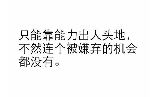 只能靠能力出人头地，不然连个被嫌弃的机会都没有。 - 纯文字表情系列