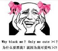 为什么要黑我？就因为我可爱吗？（why black me? only me cute?） - 这里好多基佬好可怕（金馆长）