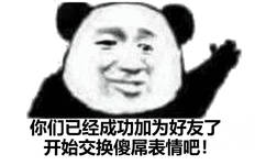 你们已经成功加为好友了开始交换傻屌表情吧!(熊猫头)