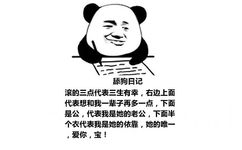 舔狗日记：滚的三点代表三生有幸，右边上面代表想和我一辈子再多一点，下面是公，代表我是她的老公，下面半个衣代表我是她的依靠，她的唯一，爱你，宝！