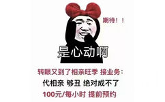 期待!!是心动啊转眼又到了相亲旺季接业务:代相亲够丑绝对成不了100元/每小时提前预约