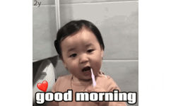 good morning (早上好 黄夏温刷牙 GIF)