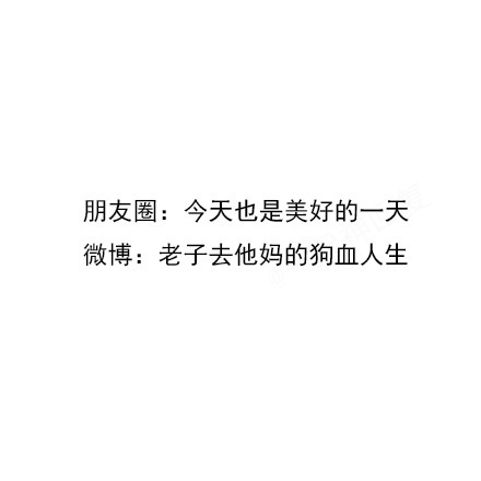 朋友圈:今天也是美好的一天微博:老子去他妈的狗血人生 - 在朋友圈装死，在微博上蹦迪