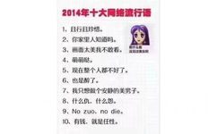 2014年十大同络流行语1、且行且珍惜。2、你家里人知道吗。3、画面太美我不敢看。看什么看没见过美女啊4、萌萌哒。5、现在整个人都不好了。6、也是醉了。7、我只想做个安静的美男子。8、什么仇,什么怨。9、 No zuo, no die。10、有钱,就是任性。 - 2010—2018年历年的十大年度网络流行词总结