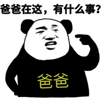 爸爸在这呢，有什么事情？（熊猫头）