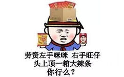 劳资左手咪咪，右手旺仔，头上顶一箱大辣条你行么？