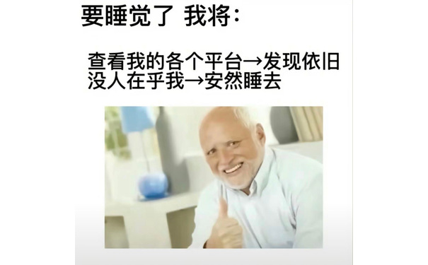 要睡觉了我将：查看我的各个平台→发现依旧没人在乎我→安然睡去