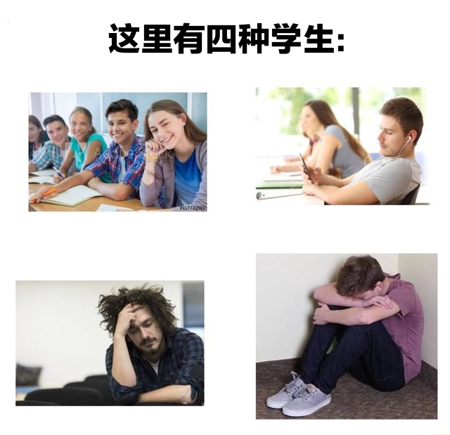 这里有四种学生: - 上学上课meme表情包