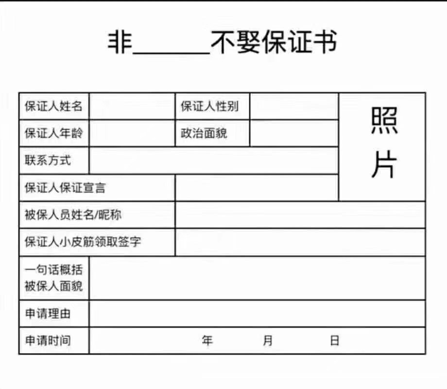 非不娶保证书（抖音热门表情包）