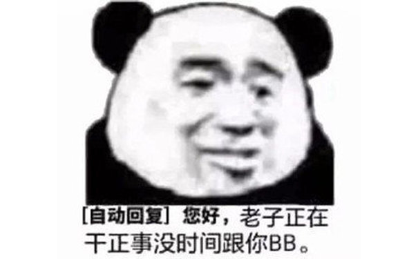 自动回复您好,老子正在干正事没时间跟你BB。 - 沙雕熊猫头斗图表情包