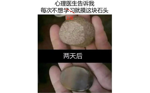 心理医生告诉我每次不想学就摸这块石头上班两天后