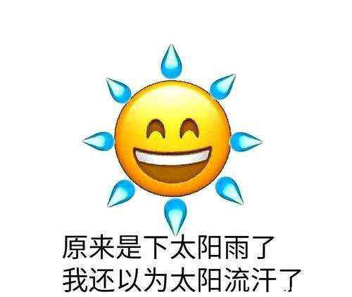 原来是下太阳雨了我还以为太阳流汗了 - 滴汗无语表情包合集 ​