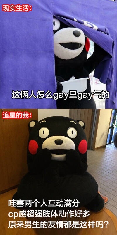 现实生活:这俩人怎么gay里gay气的追星的我:哇塞两个人互动满分cp感超强肢体动作好多原来男生的友情都是这样吗? - 现实的我 VS 追星的我