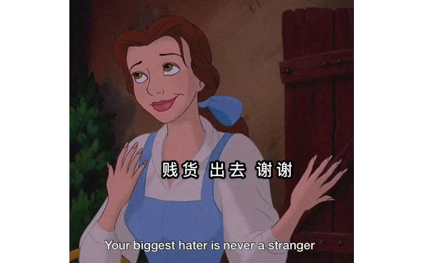 贱货出去谢谢Your biggest hater is never a stranger - 迪士尼公主表情包