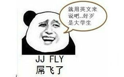 就用英文来说吧，好歹是大学生！JJ FLY（屌飞了）