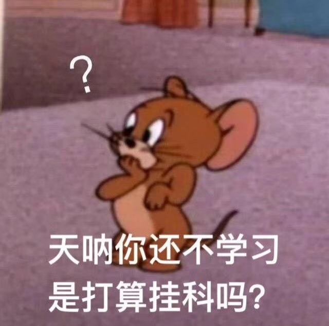 天呐你还不学习，是打算挂科吗？（杰瑞鼠表情包）