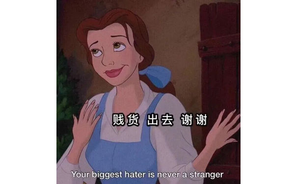 贱货出去谢谢Your biggest hater is never a stranger - 迪士尼公主表情包