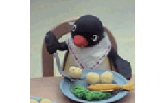 企鹅家族吃东西动图 - 可爱的企鹅家族动图表情