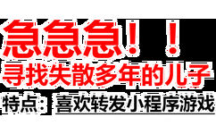 急急急！！寻找失散多年的儿子，特点：喜欢转发小程序小游戏