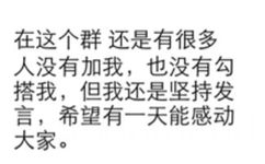 在这个群还是有很多人没有加我,也没有勾搭我,但我还是坚持发言,希望有一天能感动大家(群聊表情包)