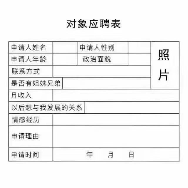 对象应聘表（抖音热门表情包）