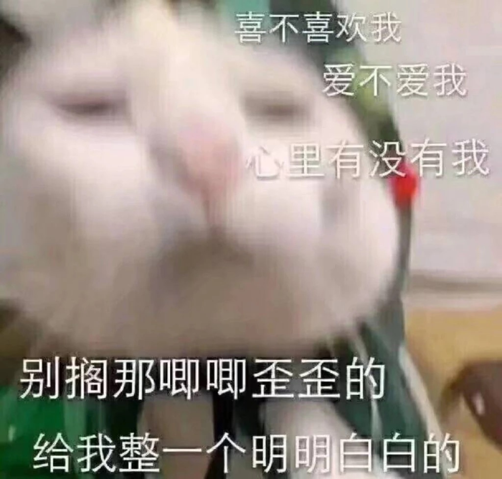 喜不喜欢我爱不爱我心里有没有我别搁那唧唧歪歪的给我整一个明明白白的