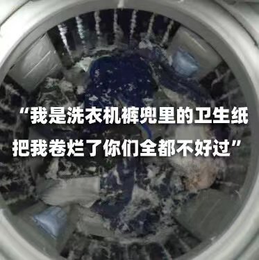 “我是洗衣机裤兜里的卫生纸把我卷烂了你们全都不好过”