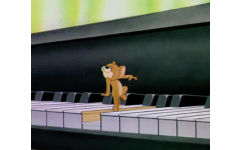 猫和老鼠杰瑞弹钢琴 GIF 动图