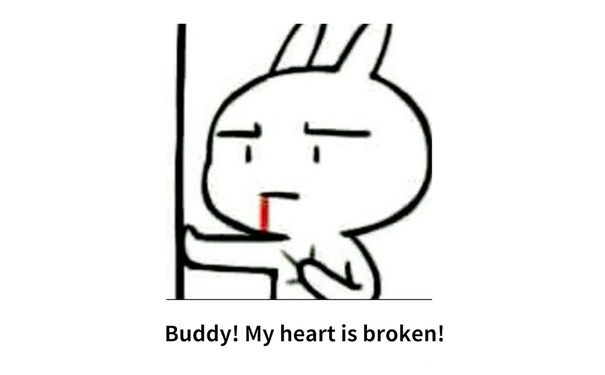 Buddy! my heart is broken! - 流行语表情包的英文版